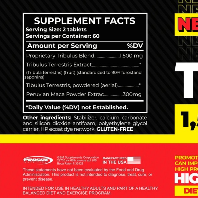 Tribulus Terrestris Com Maca 120 Tabs Pro Size Nutrition 5814